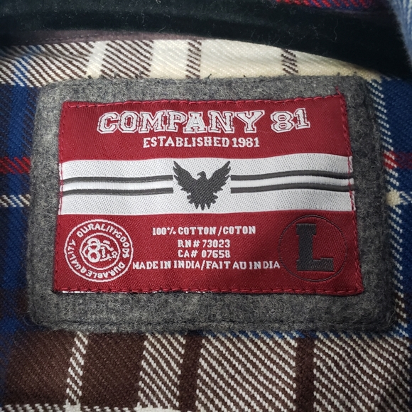 Company 81 Mens Size Large Blue Flannel Plaid Long Sleeve Shirt - Picture 9 of 9